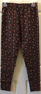 No Boundaries Juniors S, M, L XL, 2X Ankle Length Leggings Black Floral Red Rose - Picture 1 of 6