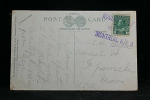 Postal de vista de Canadá RPO: Rouses Point Montreal década de 1910, líneas rectas violetas - Imagen 1 de 2