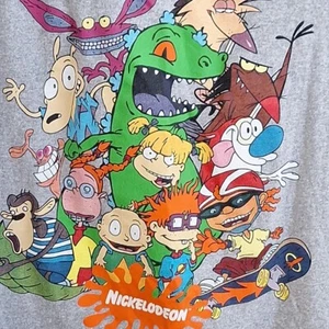Nickelodeon Mens XL T-Shirt 90's Characters Collage Rugrats/Ren & Stimpy Shirt - Picture 1 of 4