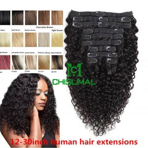 Langer Jerry lockiger Clip in Echthaarverlängerungen Afro für Frauen 8A dickes Remy-Haar - Bild 1 von 11