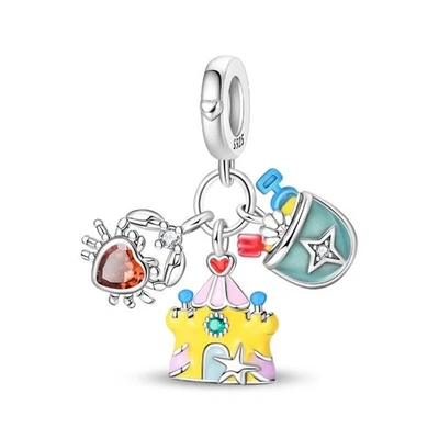 KUNSIR 925 из чистого серебра песок замок весело подвеской подвеска для браслет сделай сам подвеска - Изображение 1 из 4