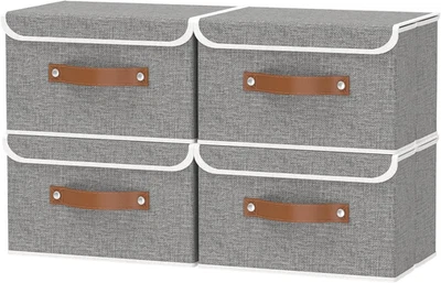 4 Pezzo Scatole Cartone Con Coperchio, Contenitore Pieghevole, 33X23X20 Cm Cesti - Immagine 1 di 4