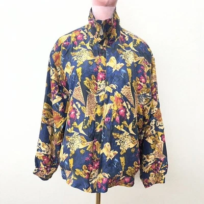 Fuda International Multicolor Silk Full Zip Windbreaker Jacket Womens Size S - Image 1 of 4