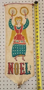Vtg Robert Darr Wert Christmas NOEL Linen Wall Hanger Banner Holiday MCM Angel - Picture 1 of 7