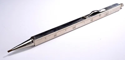 Lápis de régua de níquel telescópico alemão antigo dos anos 1930 12" - Eagle Gas & Oil Adv. - Imagem 1 de 4