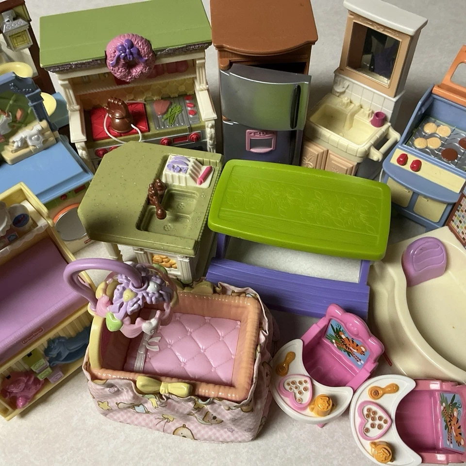 U Choose: Huge VTG Fisher Price Loving Family Dollhouse Accessories Furniture - Image 1 of 1