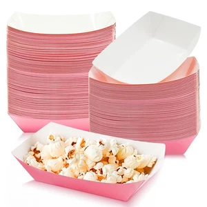 100 Pack Disposable Paper Food Boat,2lb Pink Paper Food Trays,Kraft Food Serv... - Picture 1 of 7