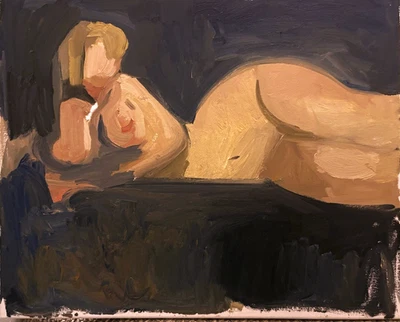 Boudoir Figure Portrait Cubism Disney Oil Painting 16x20 Canvas Original Signed - Image 1 of 2