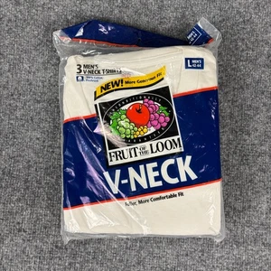 Vintage Fruit of the Loom Men's 3 Pack  V-Neck T- Shirts Large 1996 - Picture 1 of 4