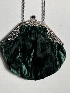 Vintage Abendtasche grün Samt mit Kette  - Bild 1 von 11