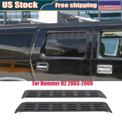 Juego de 2 persianas de ventilación delanteras de aleación de aluminio negras para Hummer H2 2003-2009 Foto 1 de 4