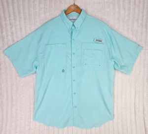 Columbia Sportswear Co. Aqua Short Sleeve Button Down Fishing Shirt Size Large - Picture 1 of 6