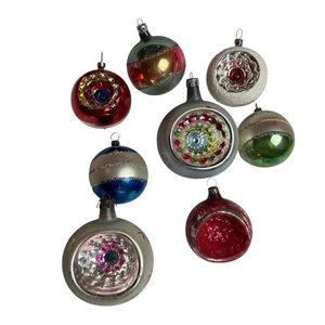 8 adornos navideños vintage de vidrio a rayas y con una sola sangría - Imagen 1 de 5