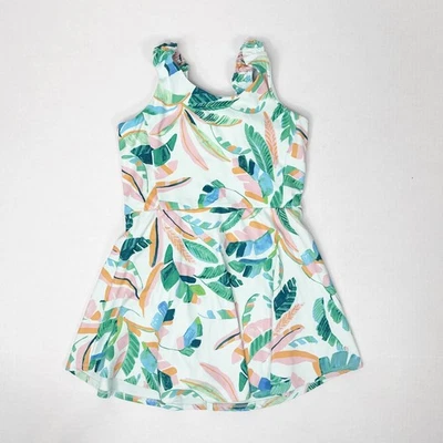 Antiguo Vestido Azul Marino Niñas L (10-12) Estampado de Hojas Tropicales Falda Deportiva Falda Tenis Foto 1 de 4