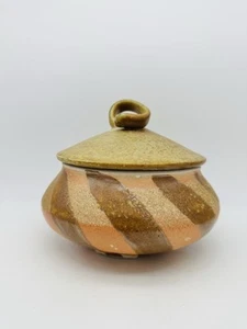 Studio Art Pottery Stamp Mark Stoneware Jug Vessel Lidded Jar Pot With Lid - Picture 1 of 14