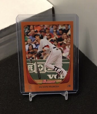Dustin Pedroia Orange 2011 Bowman card 26 Boston Red Sox 124/250 - Image 1 of 2