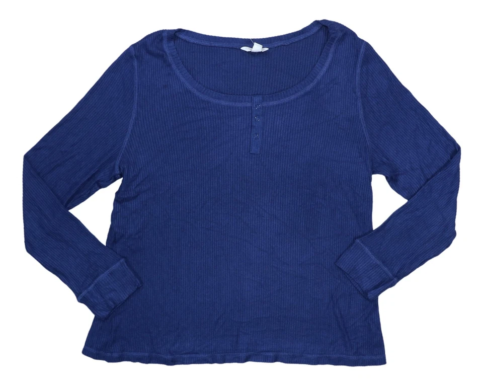 Camiseta de pijama para mujer Charter Club Intimates acanalada manga larga Henley nueva con etiquetas Foto 1 de 1