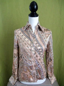 60s/70s Howard Wolf romantic paisley print synthetic blouse. Sz 5. - Picture 1 of 5