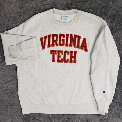 Virginia Tech Sweatshirt Mens XL Champion Reverse Weave Embroidered Hokies Gray - Image 1 of 4