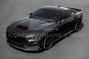 Para Ford Mustang GT 24-Up | Doble RALLY Rojo Vinilo 3M Calcomanías Capó Carrocería Raya - Imagen 1 de 16