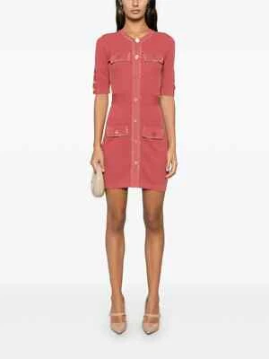 $698 ELISABETTA FRANCHI Mini Vestido Tejido Viscosa Con Cadena 44 EE. UU. 8 Marrón Foto 1 de 4