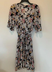 Azel Hazel Women  Dress Black Sz S Wrap Short Sleeve Floral Print High-Low Hem - Picture 1 of 6