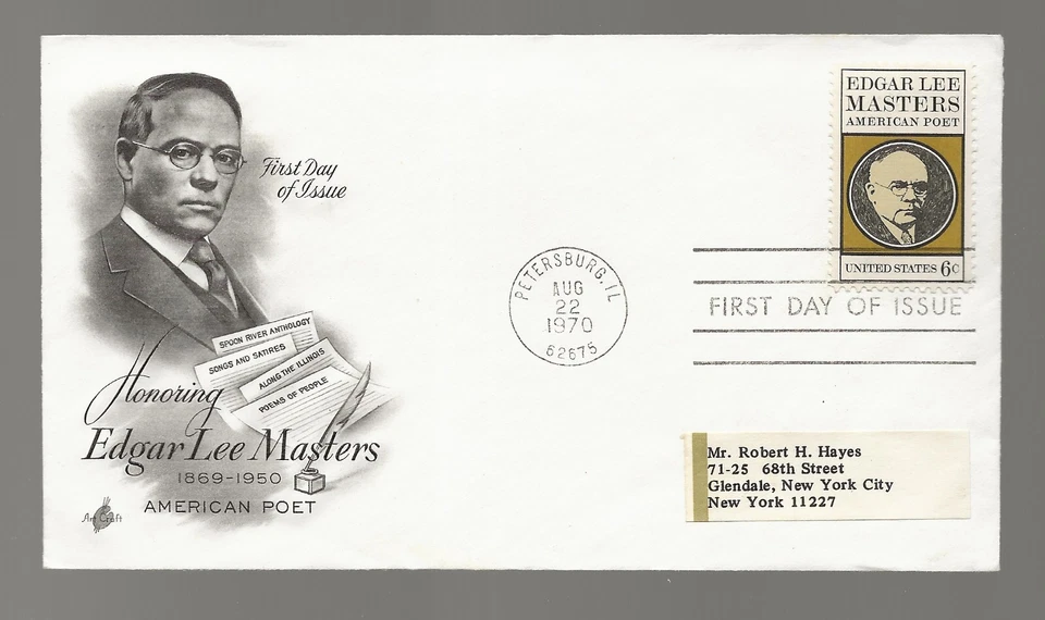 US Scott #1405, First Day Cover 8/22/70 Petersburg, IL Single Masters - Image 1 of 1