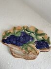 Vintage Ceramiche Leonardo Italy Trivet Hot Plate Wall Plaque Basket Of Grapes