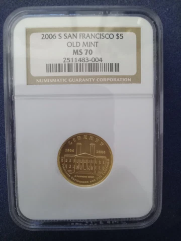 GOLD 2006-S  $5 San Francisco Old Mint NGC MS70 UNCIRCULATED  1/4 Ounce Cover