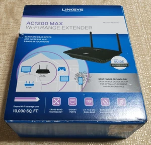 Used LINKSYS AC1200 MAX Wi-Fi RANGE EXTENDER RE6500 UP TO 10,000SF 2.4+5.0GHz - Picture 1 of 11