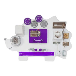 Toddler Busy Board Hedgehog, Montessori education toy, 1-4y, white/purple - Picture 1 of 1