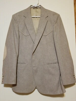 Pioneer Wear Men's 44L Tan Wool Blend Long Sleeve Made in USA Suit Blazer Jacket - Image 1 of 4