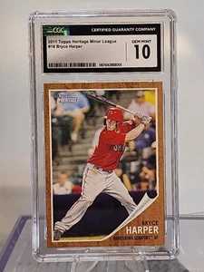 2011 TOPPS HERITAGE MINOR LEAGUE BRYCE HARPER CGC 10 Gem Mint - Picture 1 of 2
