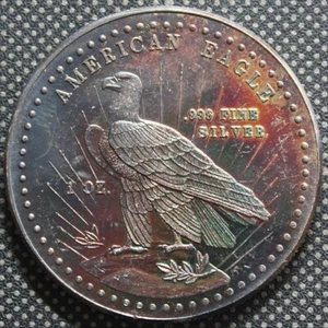 1981 World Wide Mint .999 Silber American Eagle 1oz Round MONSTER TONING getönt C - Bild 1 von 4