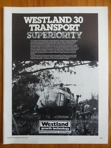 11/1982 PUB WESTLAND HELICOPTER HELICOPTERE WESTLAND 30 BRITISH ARMY ORIGINAL AD - Bild 1 von 2