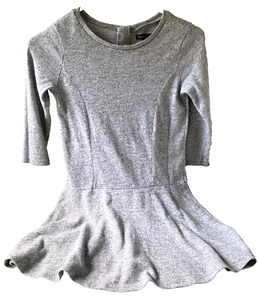 Gap Gray Sweater Dress Large 10-11 Girls Very Short or Tunic Shirt Top Ruffle - Picture 1 of 17