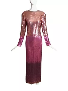 RUBIN PARNIS- 1970s Ombre Sequin Evening Gown, Size 8 - Picture 1 of 7