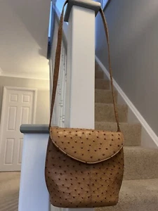 Vintage Sabatini South African Ostrich Leather Handbag - Camel Coloured - Picture 1 of 9