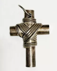 Vintage Wrapped Cross Sterling Silver Pendant - Picture 1 of 12