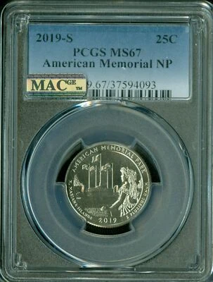 2019 S AMERICAN MEMORIAL QUARTER PCGS MS67 PQ FINEST GRADE MAC SPOTLESS  * - Image 1 of 4