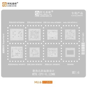 Juego de 6 plantillas de reballing AMAOE MU1 MU2 MU3 MU4 MU5 MU6 BGA para CPU MTK - Imagen 1 de 6