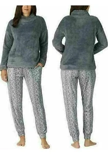 NEW! WOMEN'S JANE & BLEECKER COZY LOUNGE SET! SHERPA & FLEECE PJ SET GREY - Picture 1 of 5