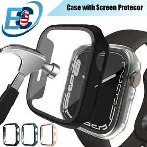 For iWatch Series 11 10 9 41-46mm Hard PC Case Cover Full Glass Screen Protector - Picture 1 of 14