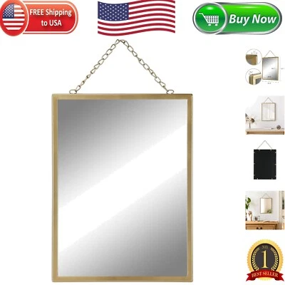 Elegante espejo de pared de metal dorado de 12x16 pulgadas - perfecto para espacios de estar y baño Foto 1 de 4