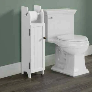 Dover 7"Wx7"Dx28"H Free-Standing Linen Cabinet w/Toilet Paper Dispenser"White - Picture 1 of 6