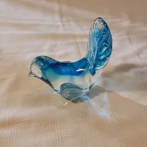 Bluebird coda piume su statuina vetro artistico vintage fermacarte colbalto  - Foto 1 di 8