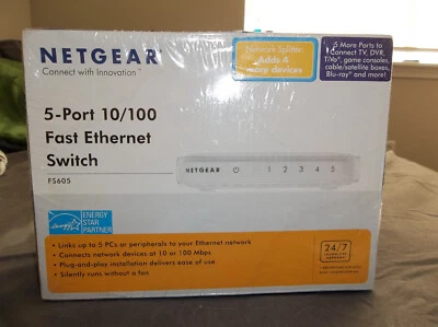 Netgear 5-port 10/100 fast ethernet switch. Unopened.FS605 model.New in box - Image 1 of 4