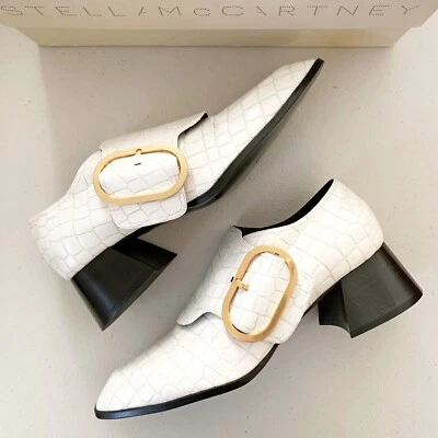 Mocassim com fivela giz 37 US$ 995 STELLA MCCARTNEY crocodilo couro sintético em relevo - Imagem 1 de 4