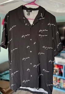 Forever 21 Nothing Last Forever Button-Up Shirt Black Large  - Picture 1 of 6