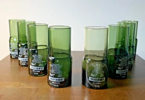 Pier 1 Imports Bicchieri da Bar Bicchiere Soffiato a Mano Verde Doppia Immersione (8) Shot - Foto 1 di 11